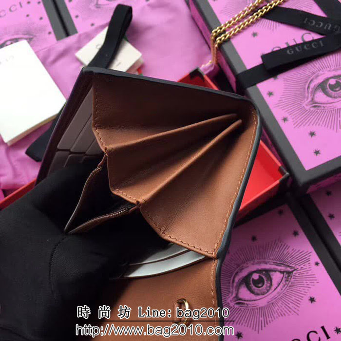 GUCCI古馳 歐洲正品原單 padlock系列 最新二折款 爆款鏈條皮夾 453506 pvc黑皮 WTG1186